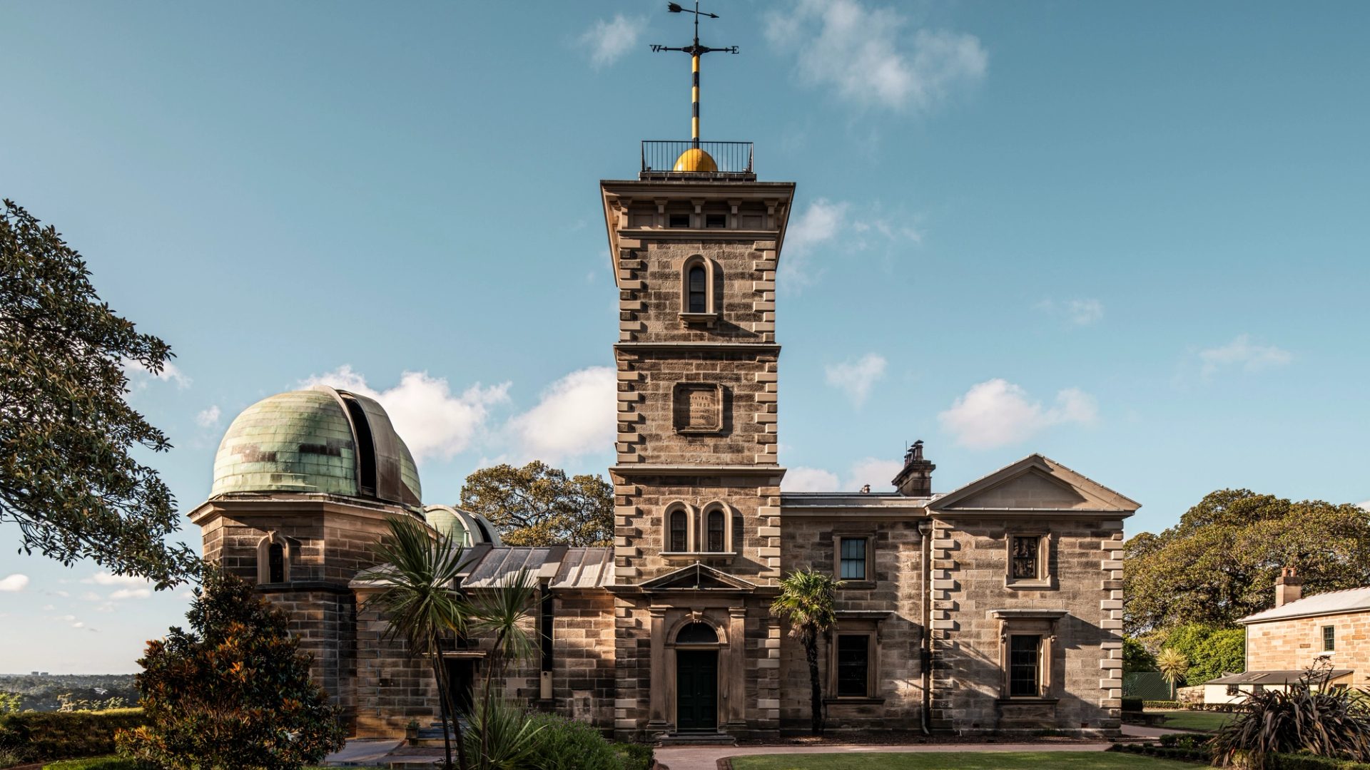 Old towering building, with observatory on the left of image.