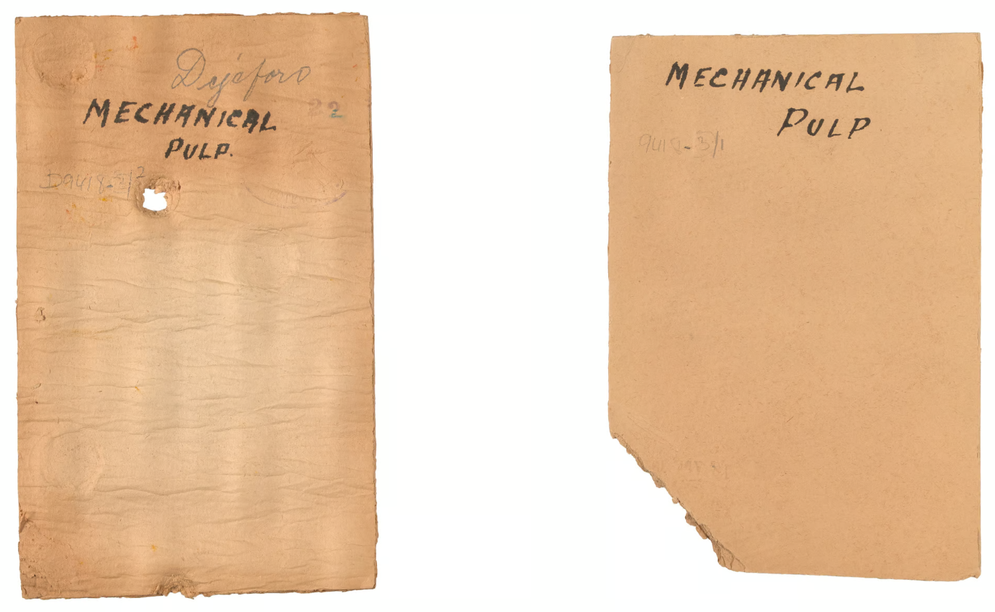 Paper with handwritten 'Mechanical Pulp' in black pen.