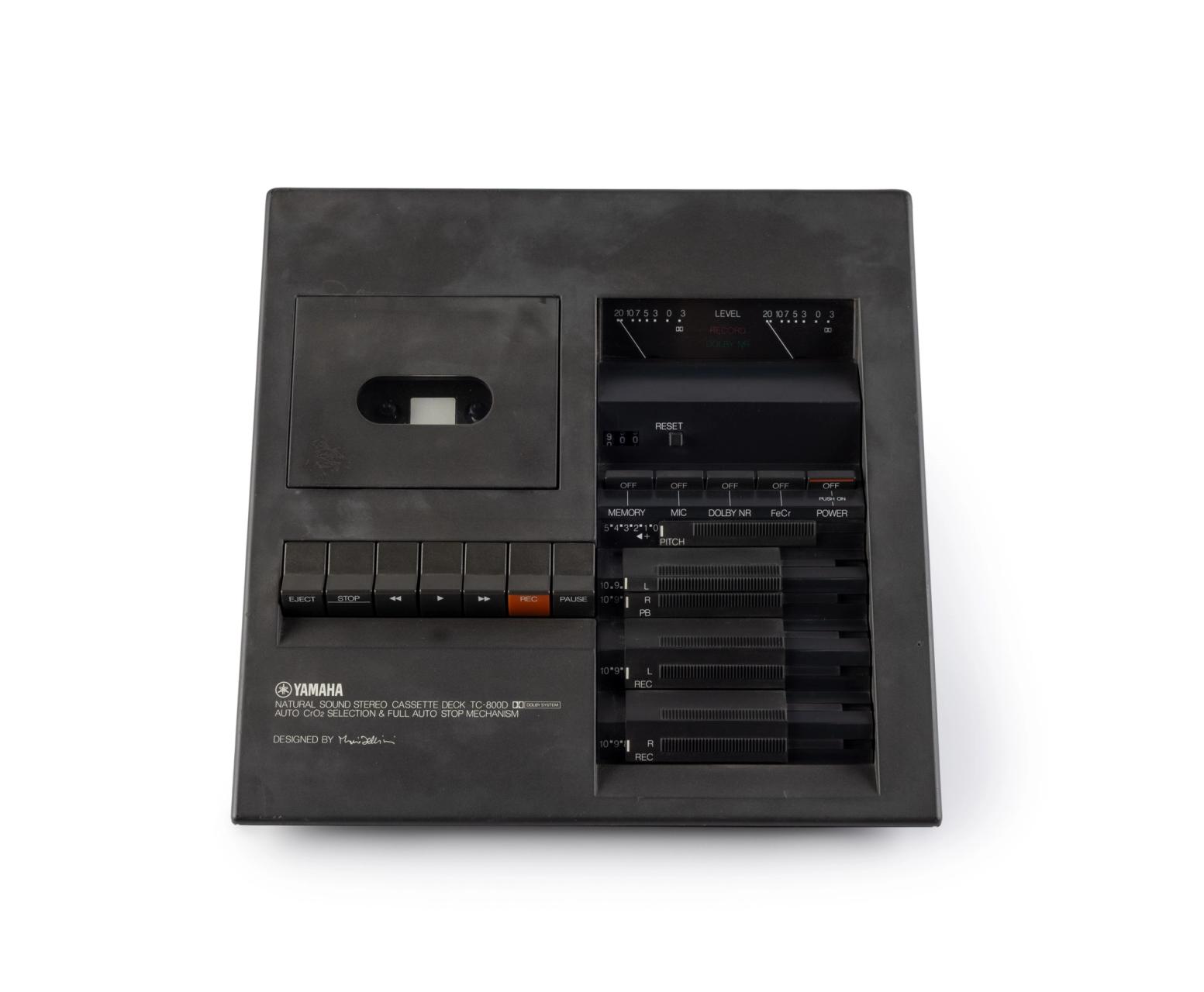 Yamaha TC800D stereo cassette deck, metal / plastic / electronic components / paper, designed by Mario Bellini, manufactured by Yamaha, Nippon Gakki Co., Ltd, Hamamatsu, Japan, 1976.