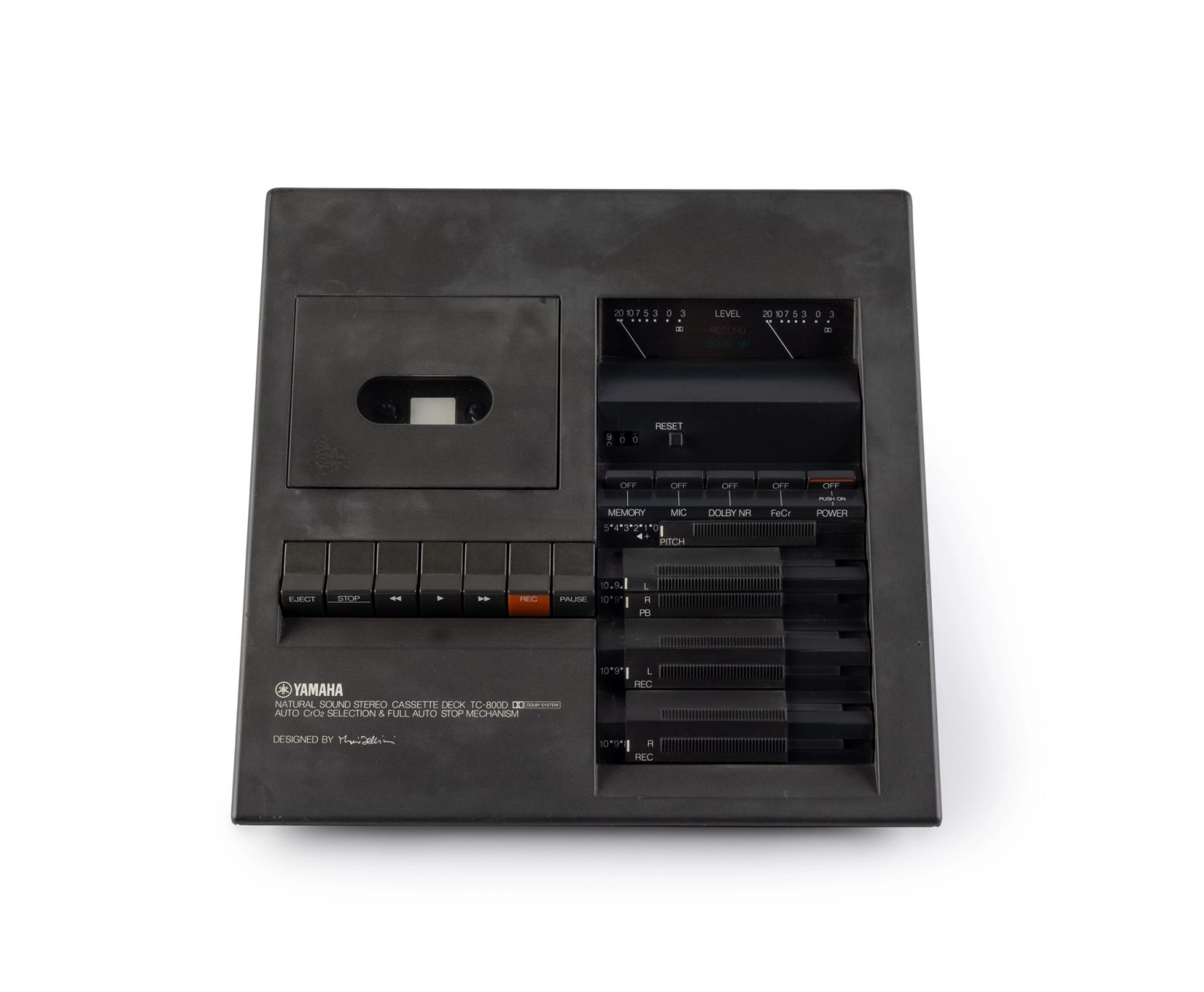 Yamaha TC800D stereo cassette deck, metal / plastic / electronic components / paper, designed by Mario Bellini, manufactured by Yamaha, Nippon Gakki Co., Ltd, Hamamatsu, Japan, 1976.