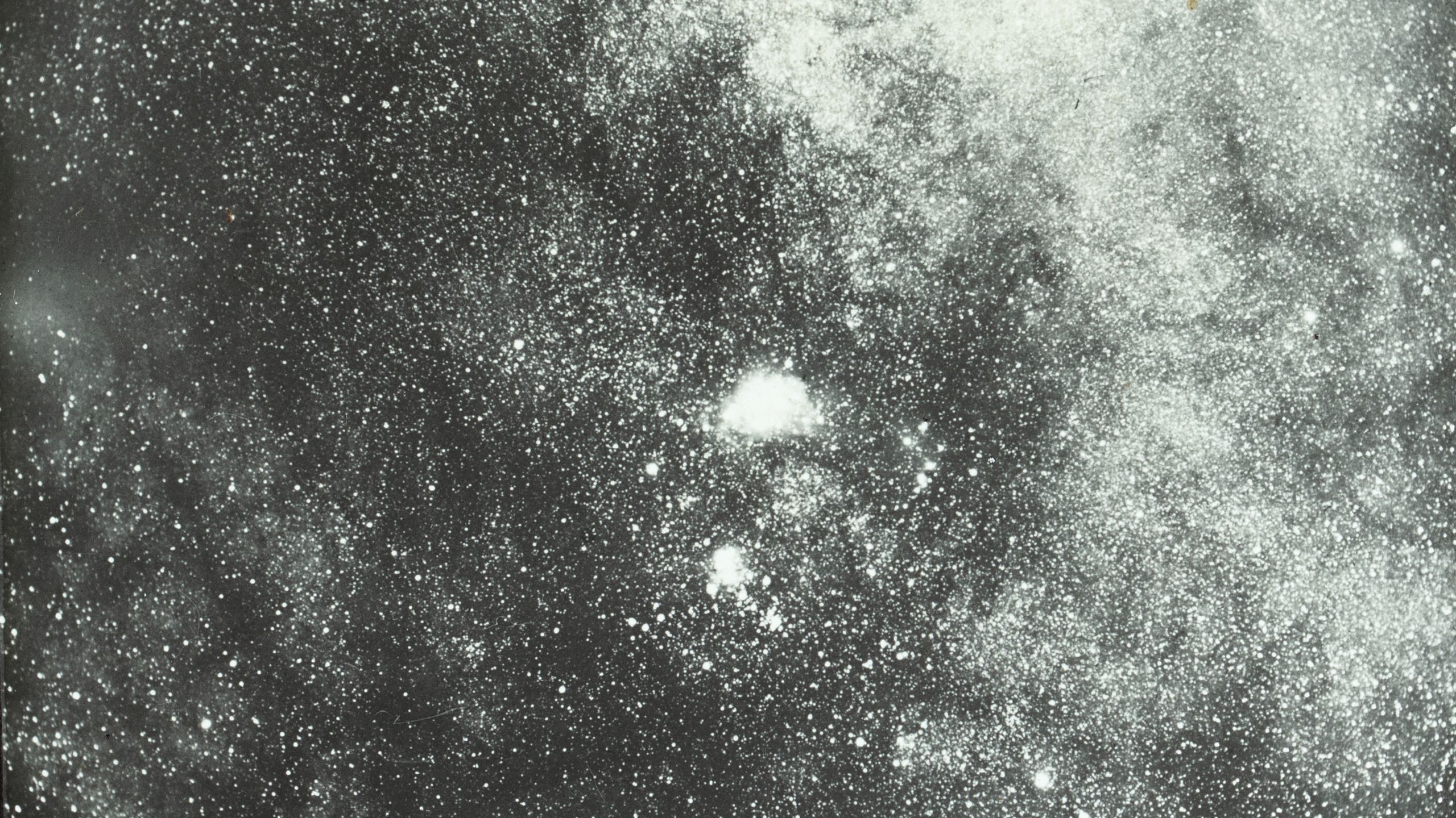 Zoomed in image of a glass plate slide of the 'Milky Way about M8 Sagittarius'