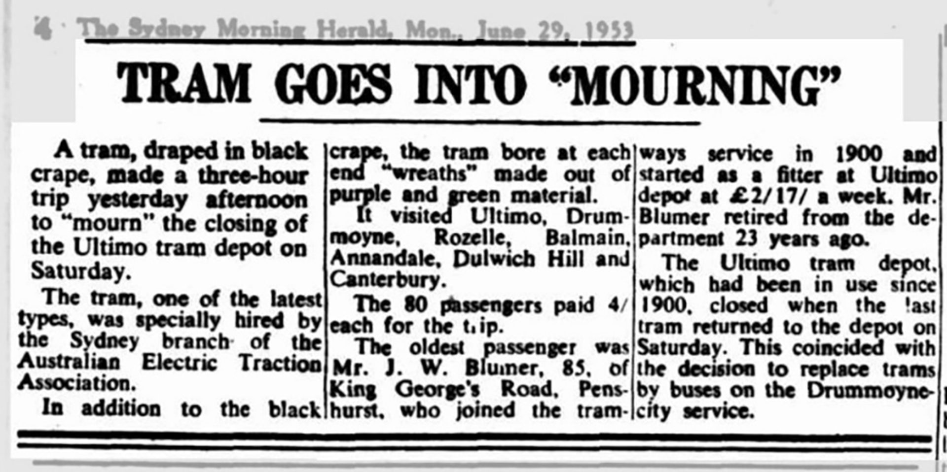 Black and white press clipping