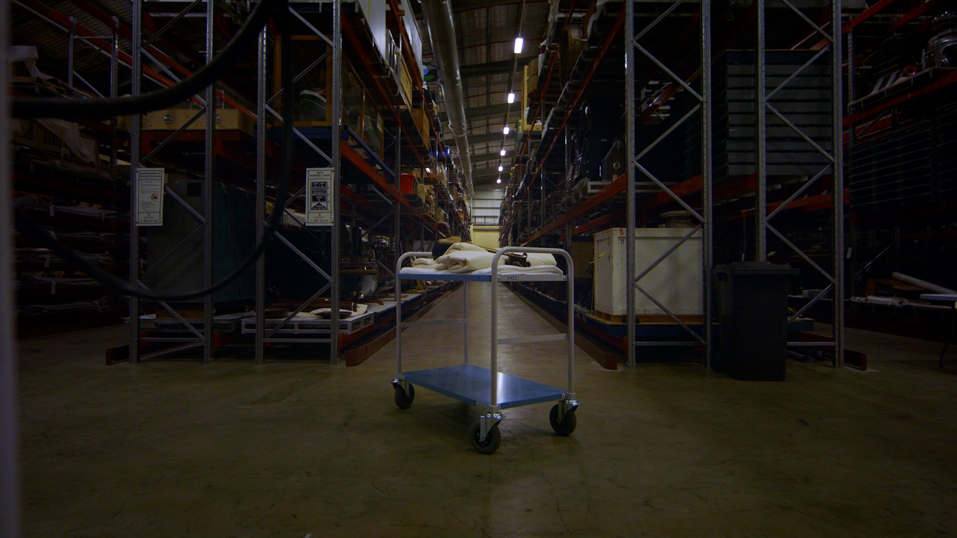 Trolley in storage area.