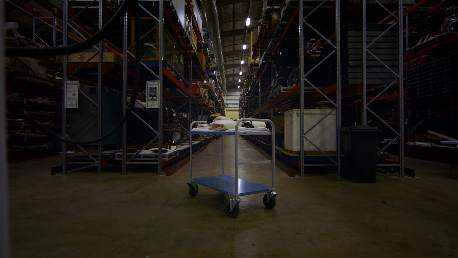 Trolley in storage area.