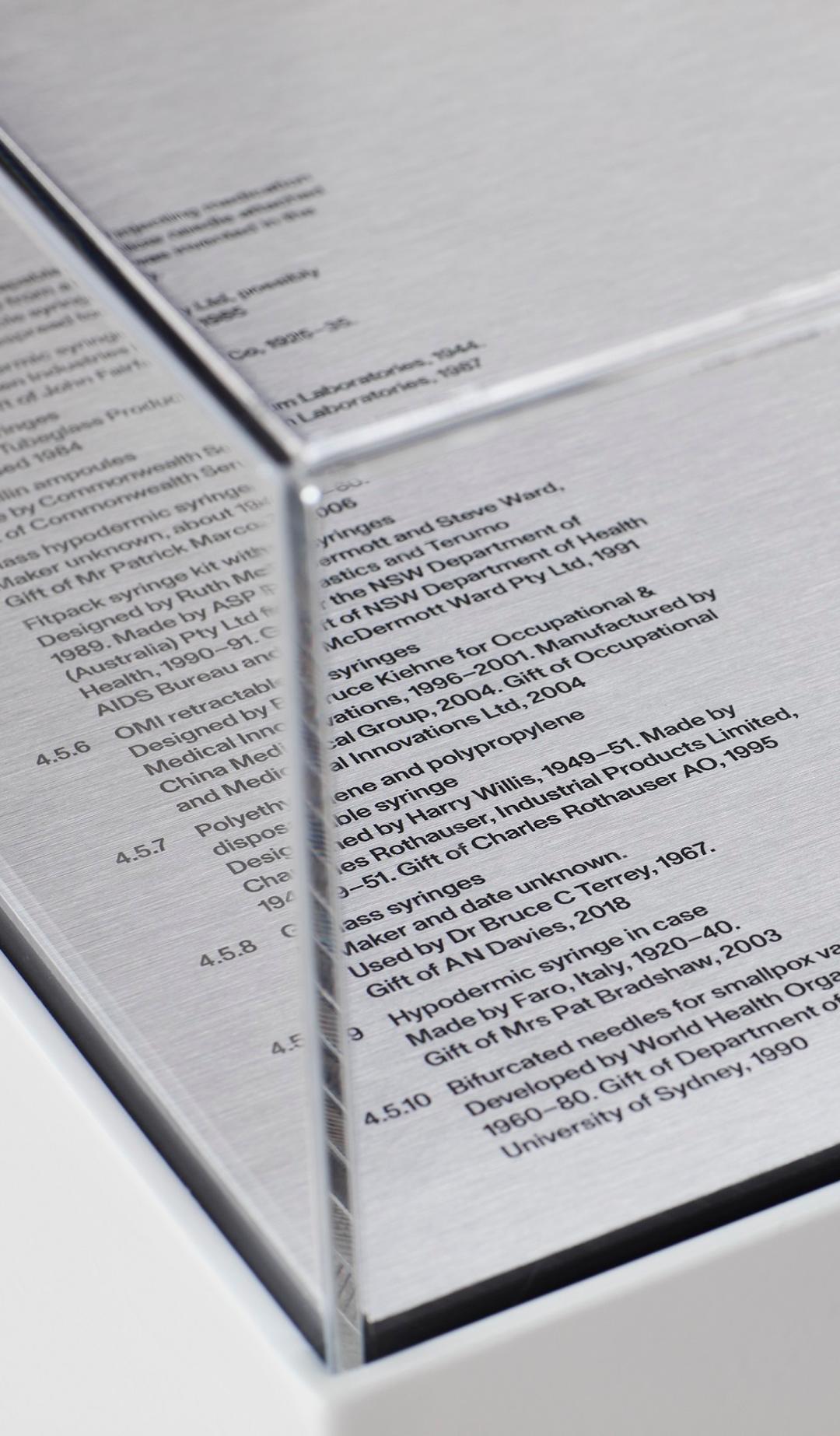 Detail of label under showcase