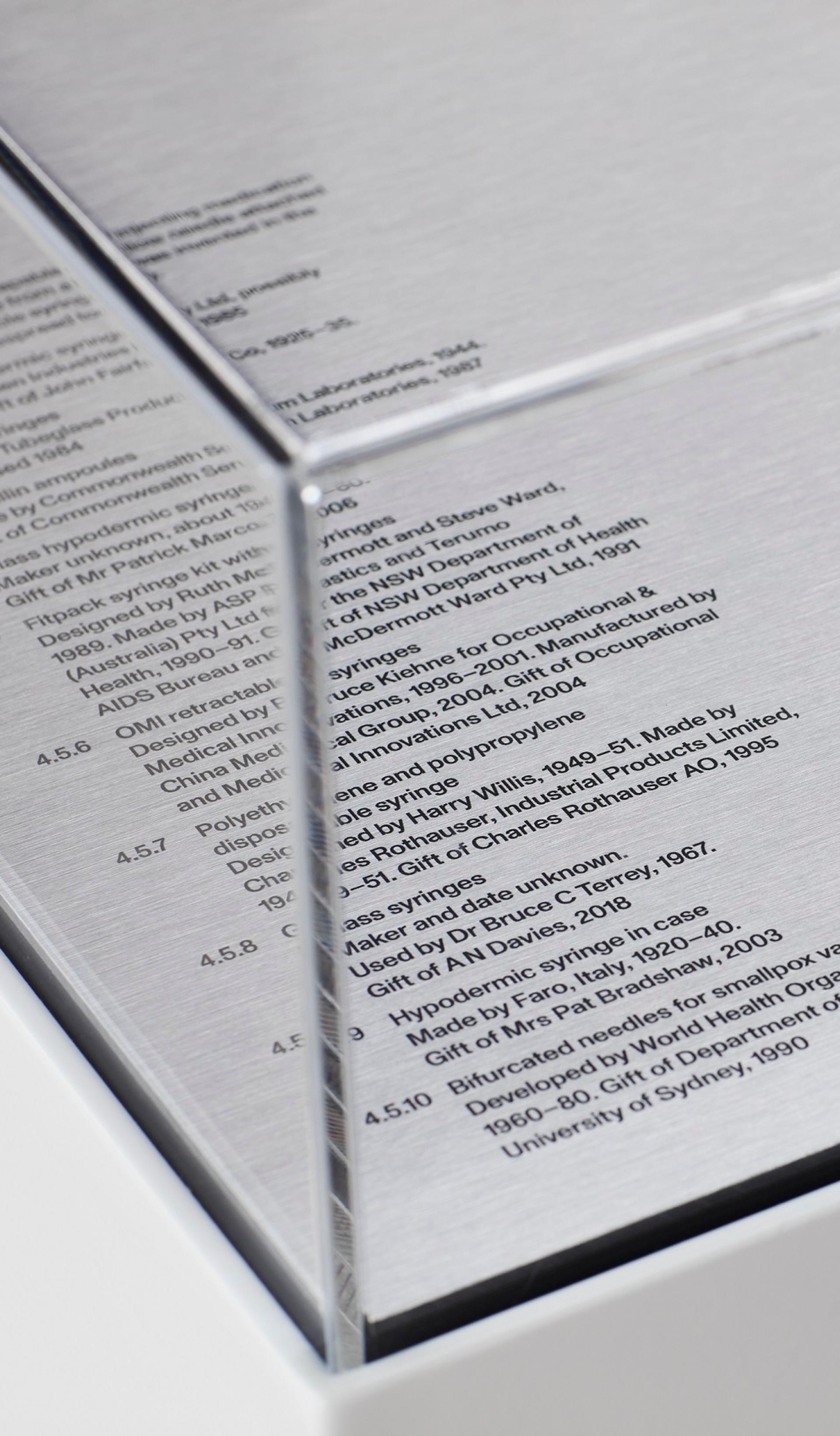Detail of label under showcase