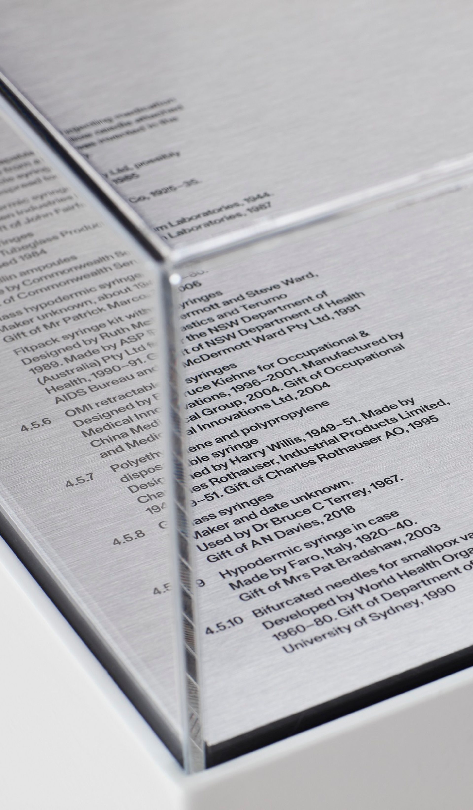 Detail of label under showcase