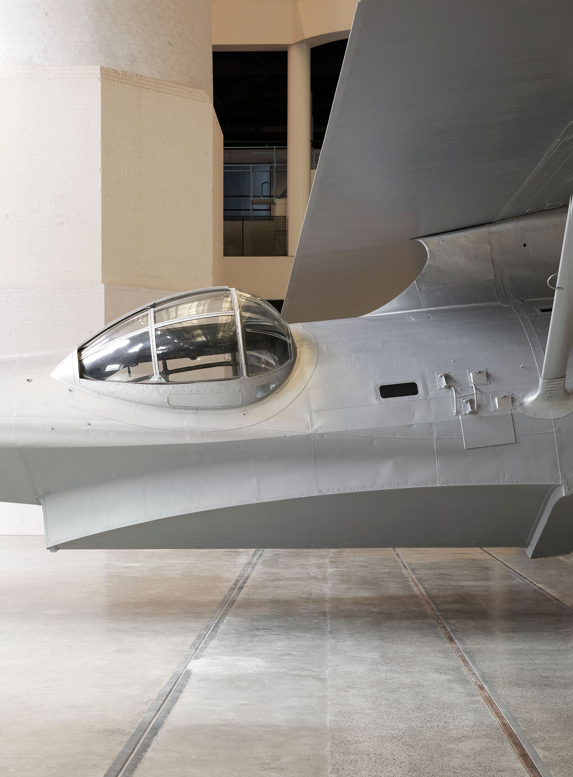 An exterior view of the cockpit of the Catalina flying boat Frigate Bird II.