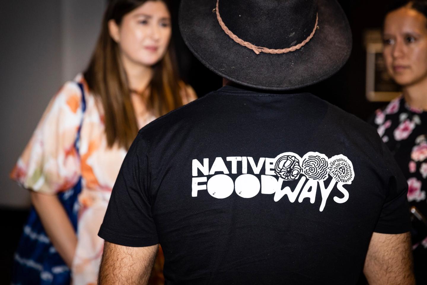 Black 'Native Foodways' t-shirt from the back