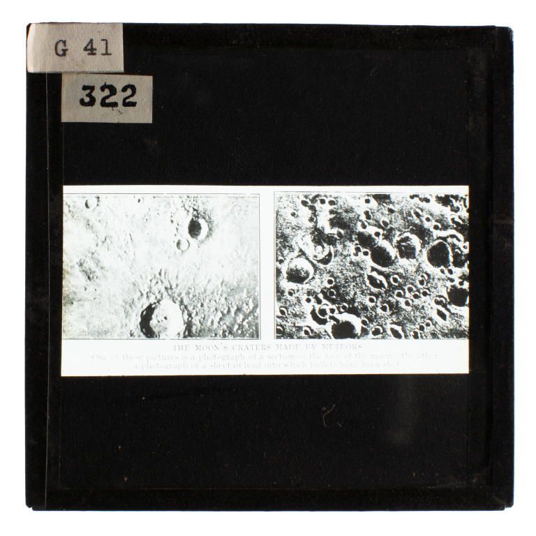 Two images side by side of the moons craters