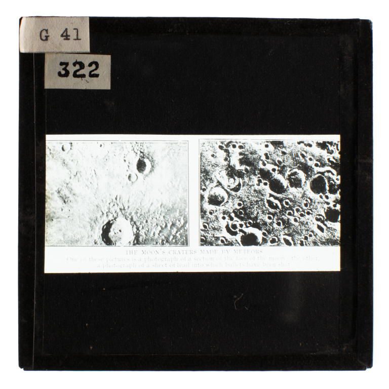 Two images side by side of the moons craters