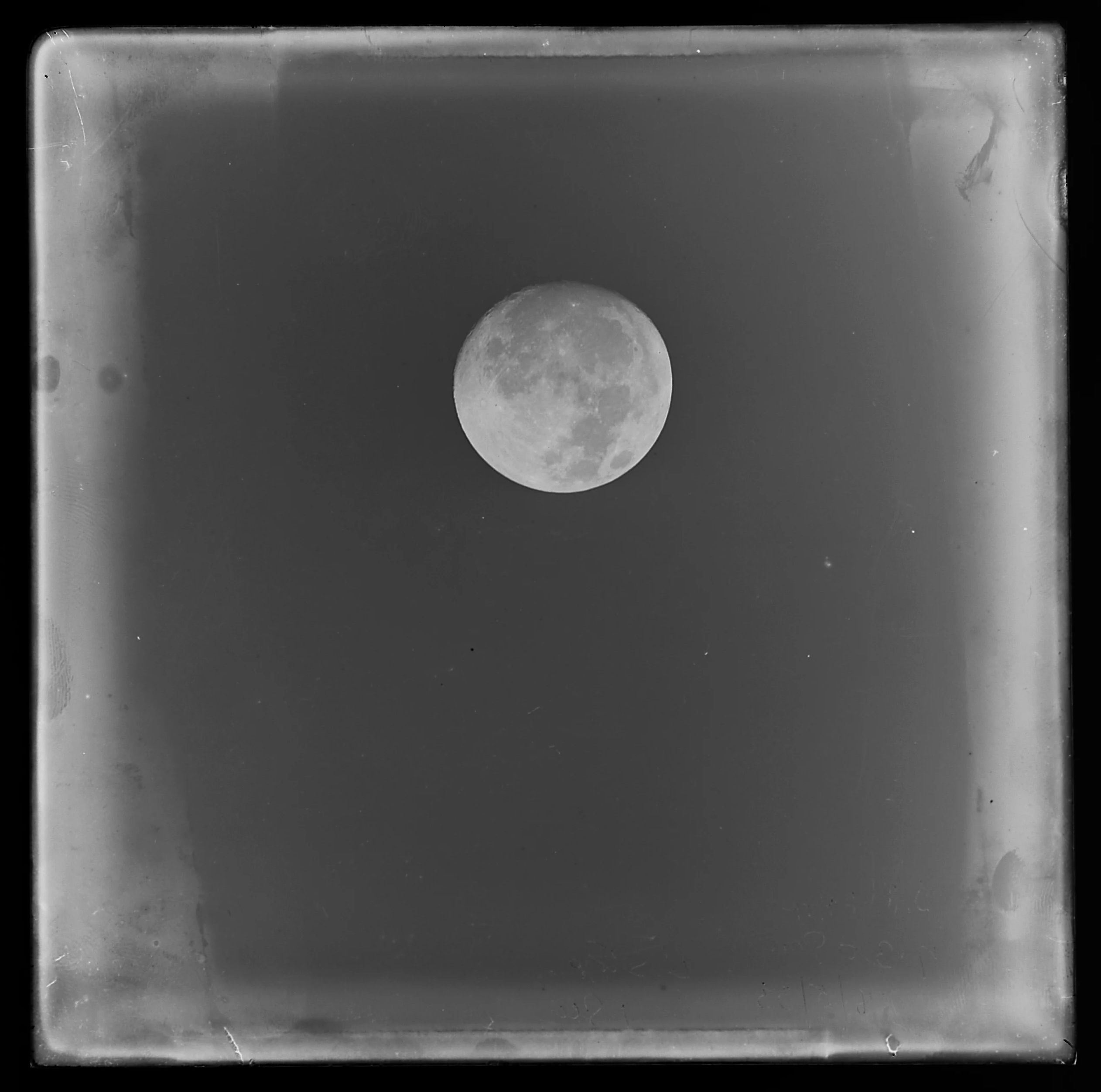 Black and white photograph of the moon
