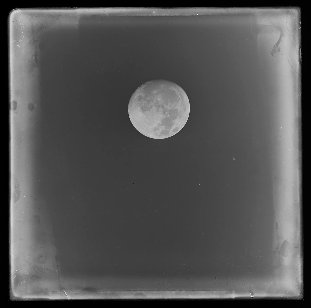 Black and white photograph of the moon