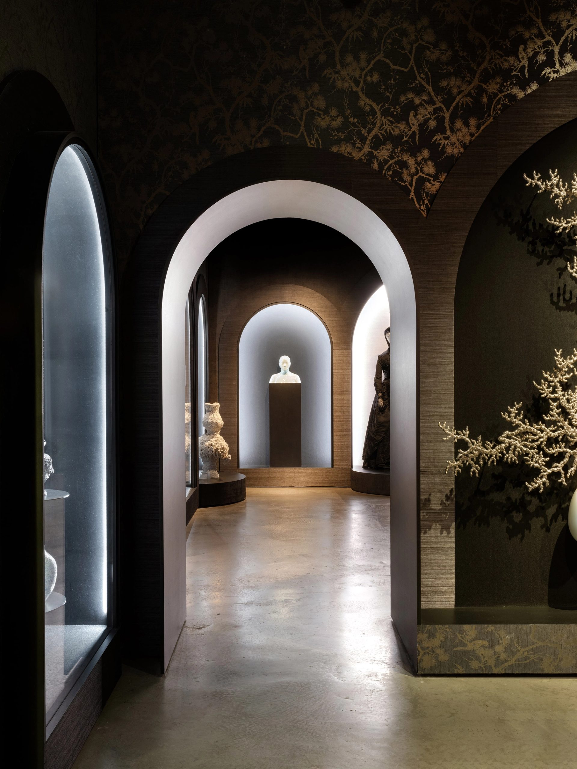 Arches in an exhibition, from room to room.