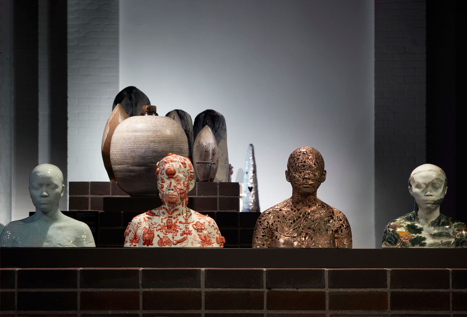 View of Clay Dynasty showing detail view of Bust 39, 34, 60 and 28 from China, China series by Ah Xian.