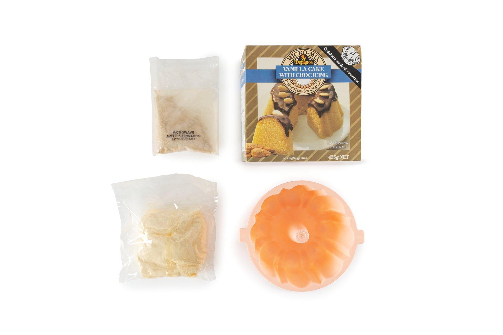 Packaged Defiance microwave cake mix.