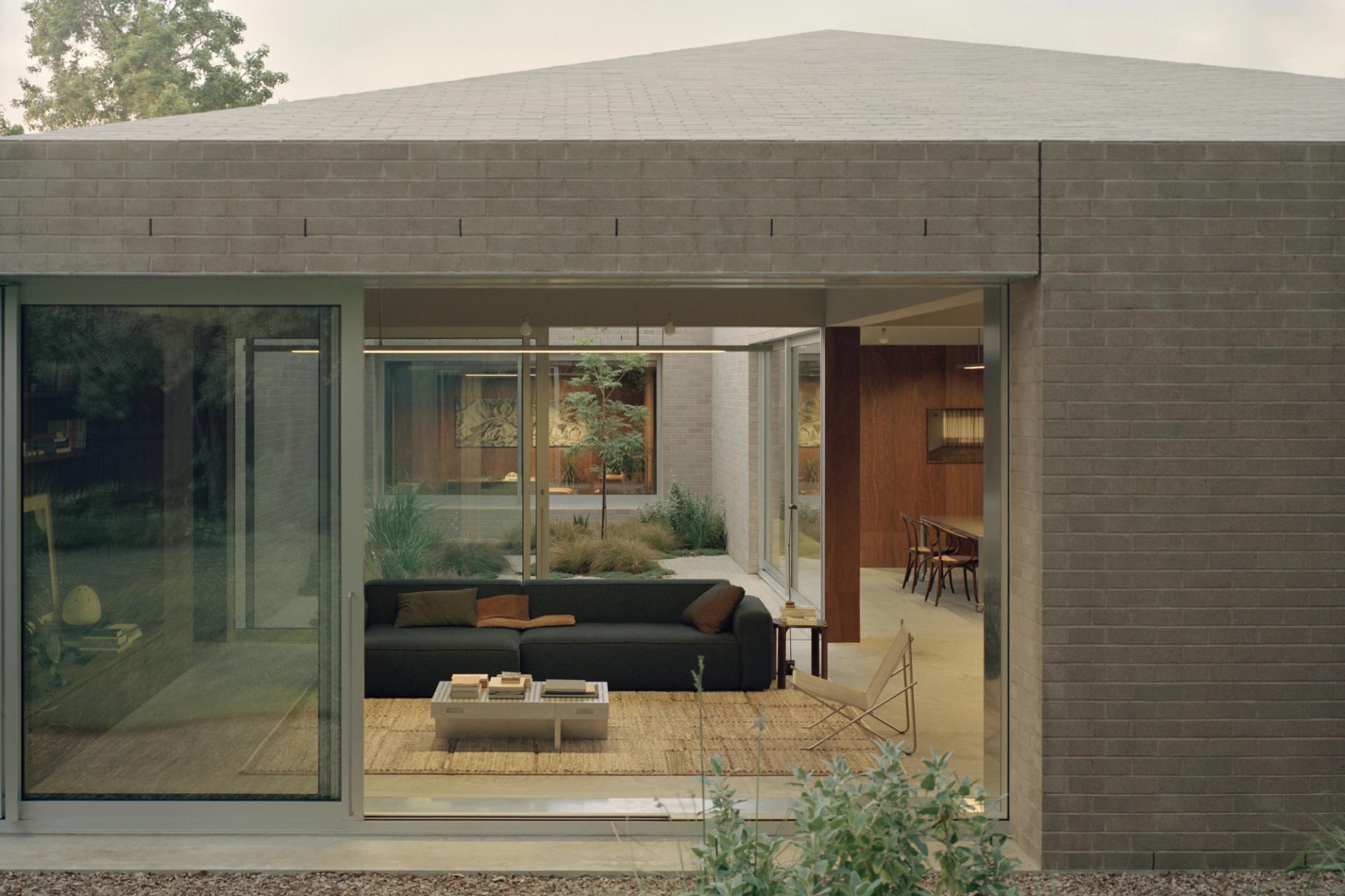 A living room from outside of the house.