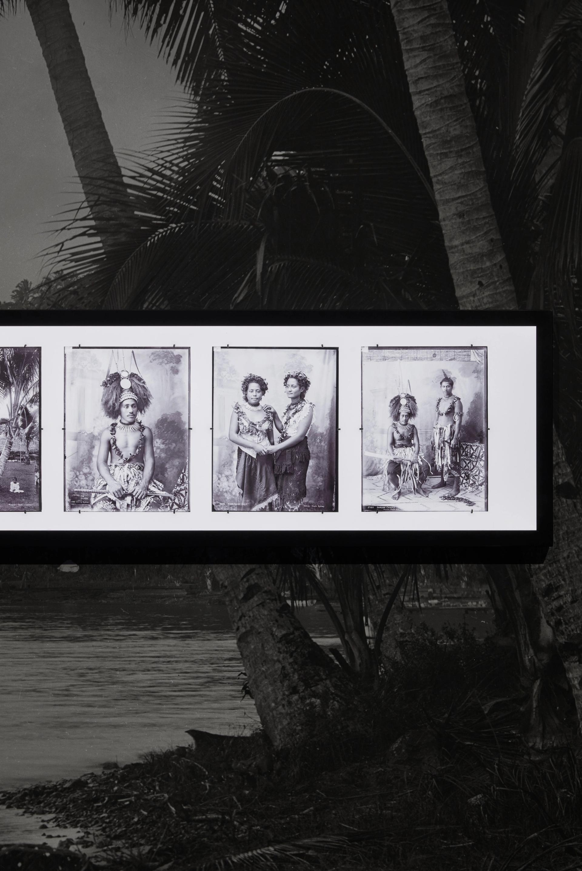 Three and a half glass plate prints of Sāmoan people.