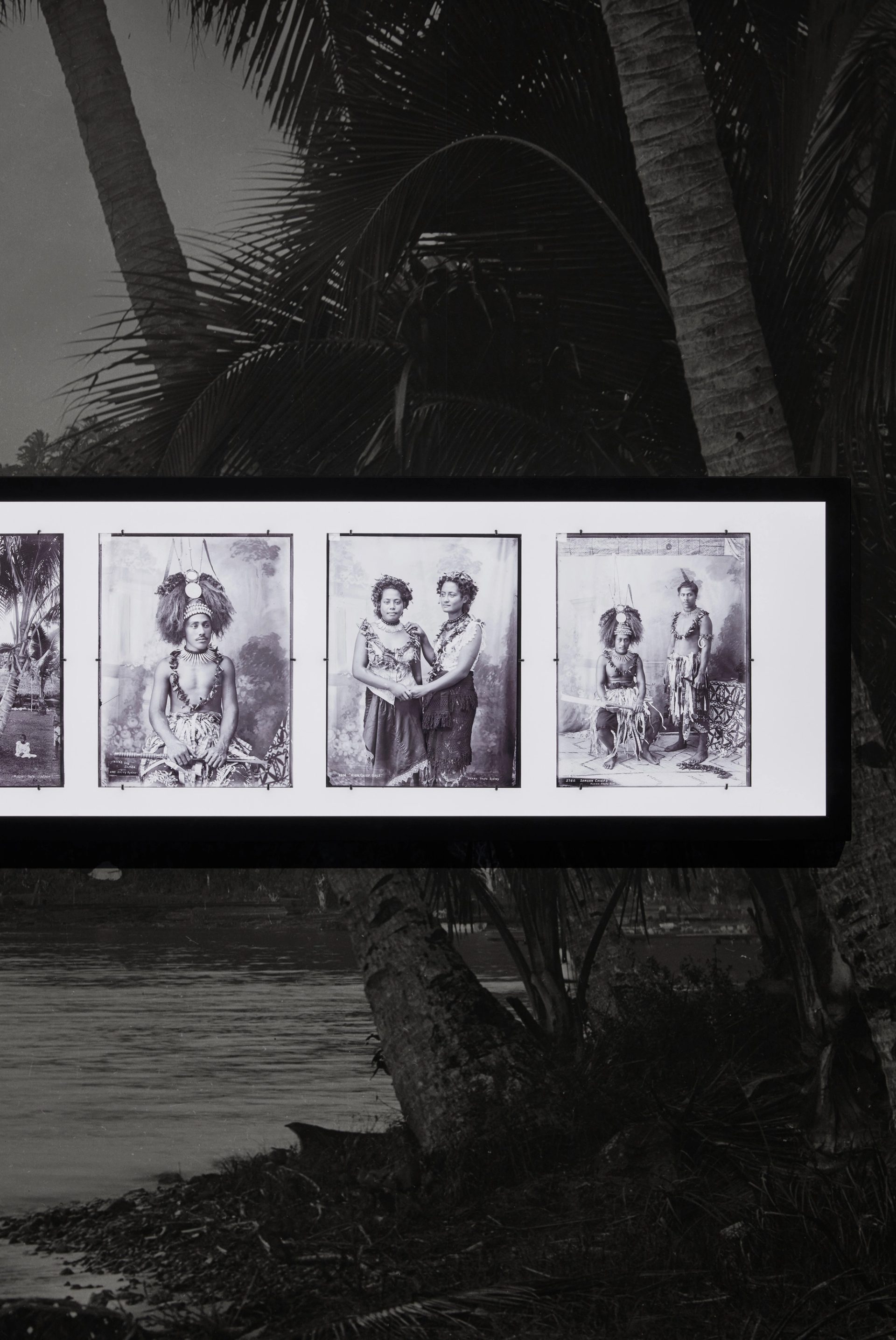 Three and a half glass plate prints of Sāmoan people.