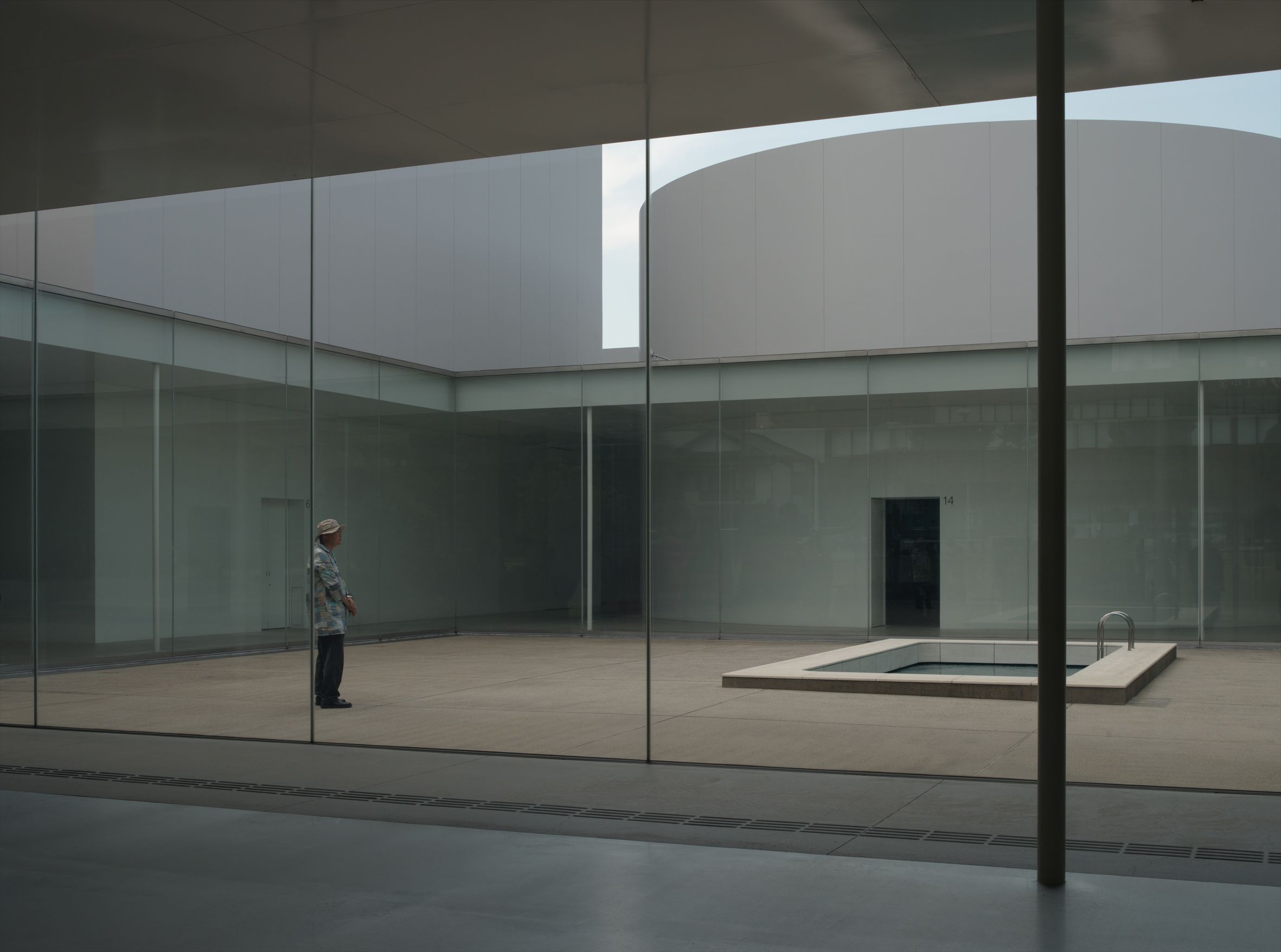 A minimal, geometric architectural space.