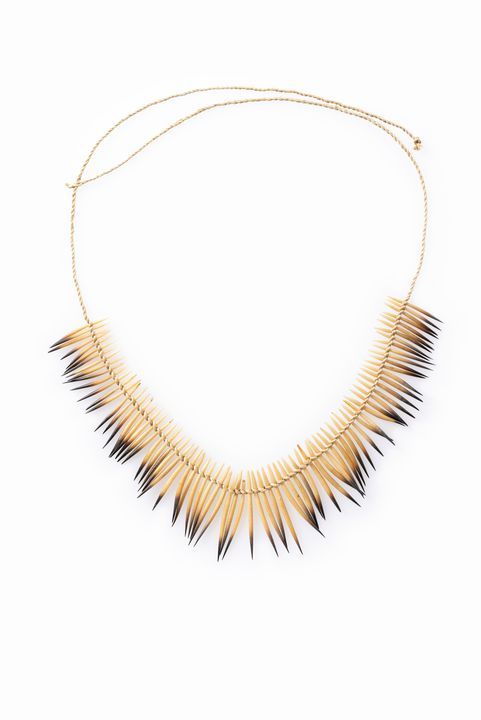 Echidna quill necklace, grass / echidna quills.