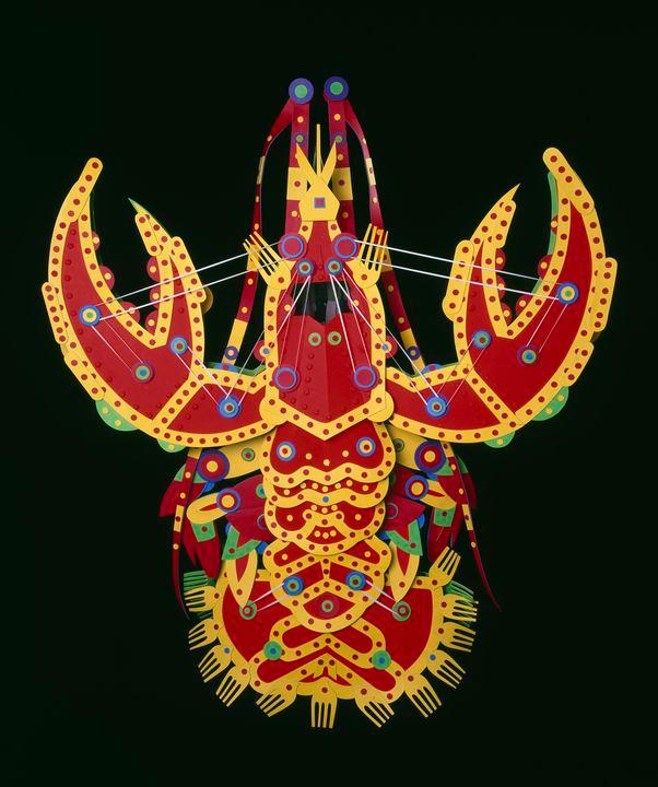 Lobster costume made of foamcore, chux superwipes, latex, polystyrene foam and flat easyfoam.