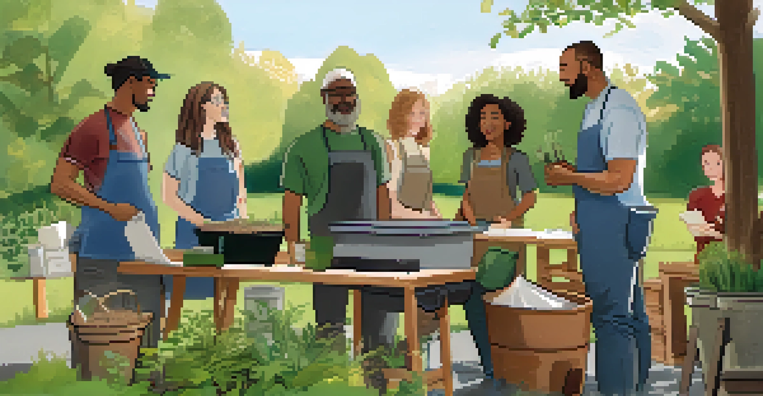 An outdoor composting workshop in Portland with participants learning about composting techniques and materials.