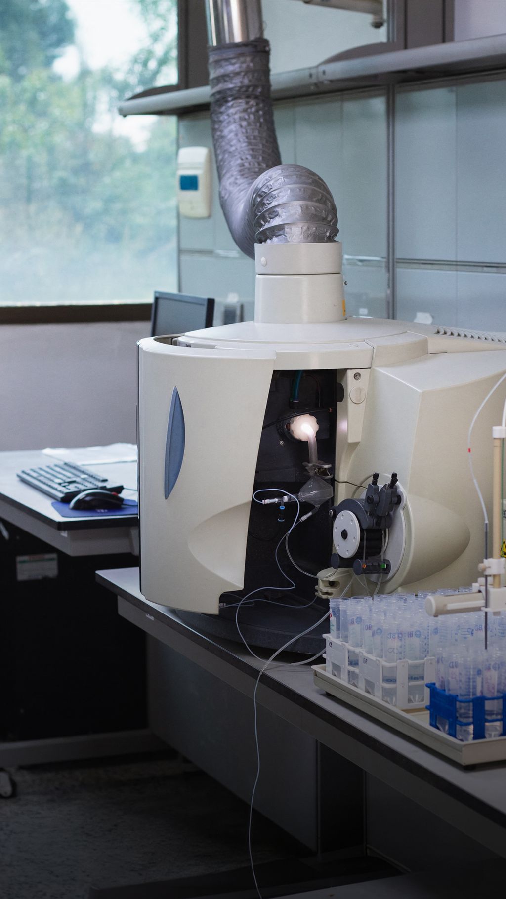 Laboratory equipment used to measure cadmium levels in cocoa samples at the Agrosavia laboratory is Mosquera, Colombia