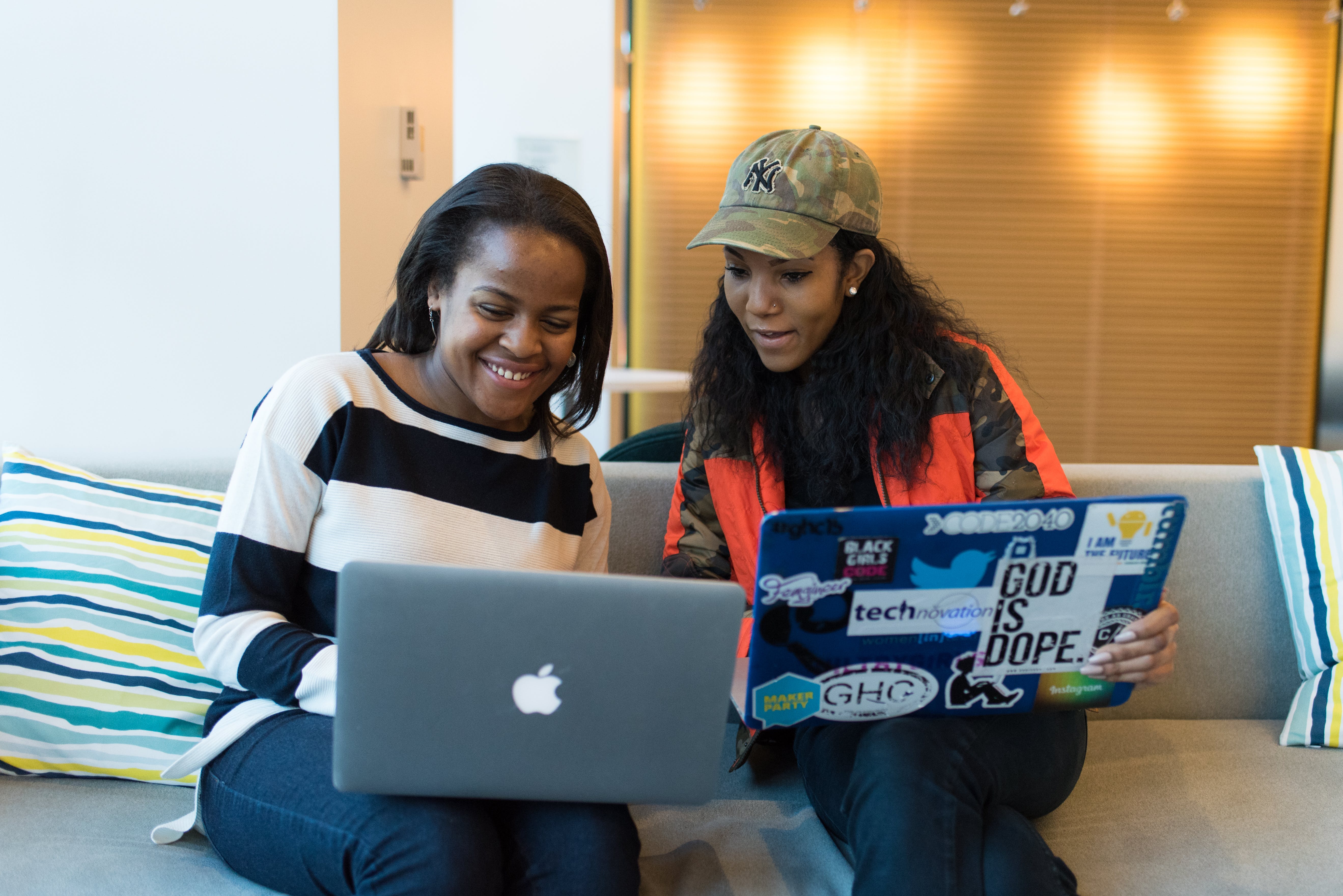 Two women collaborating