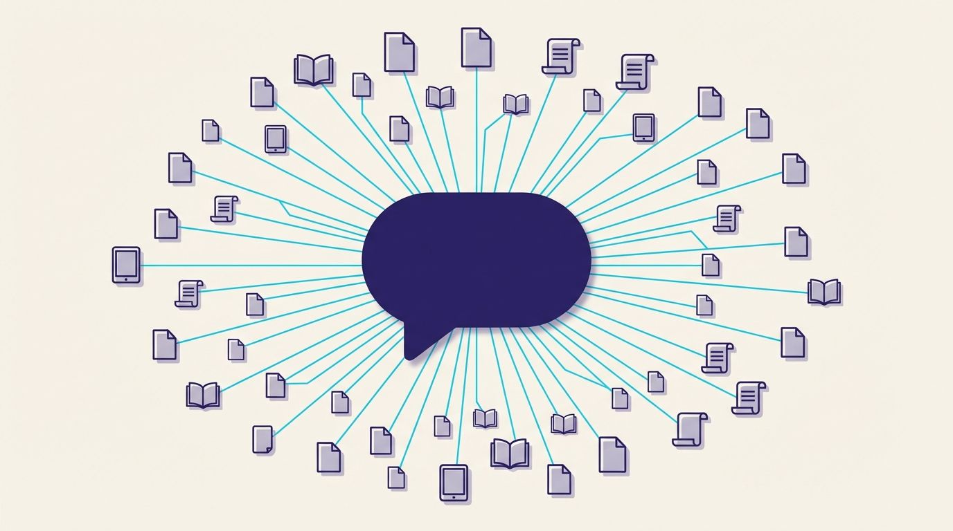 Illustration of a chatbot response with highlighted citation links to source pages