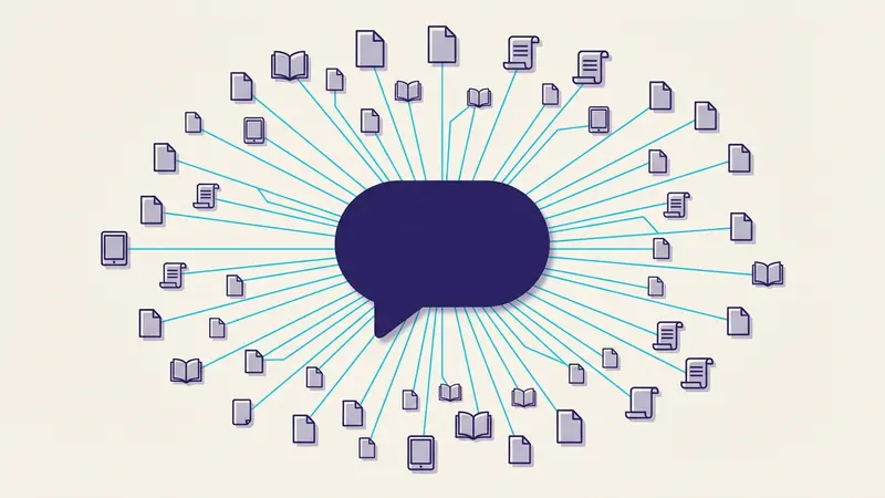 Illustration of a chatbot response with highlighted citation links to source pages