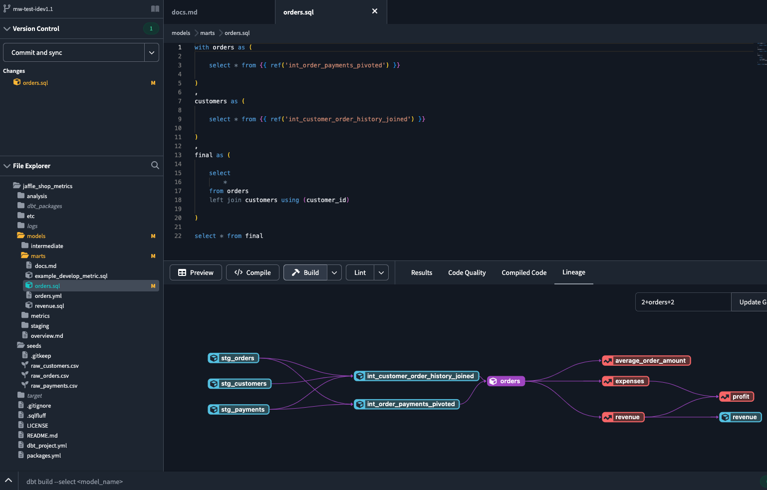dbt Project DAG Visualization