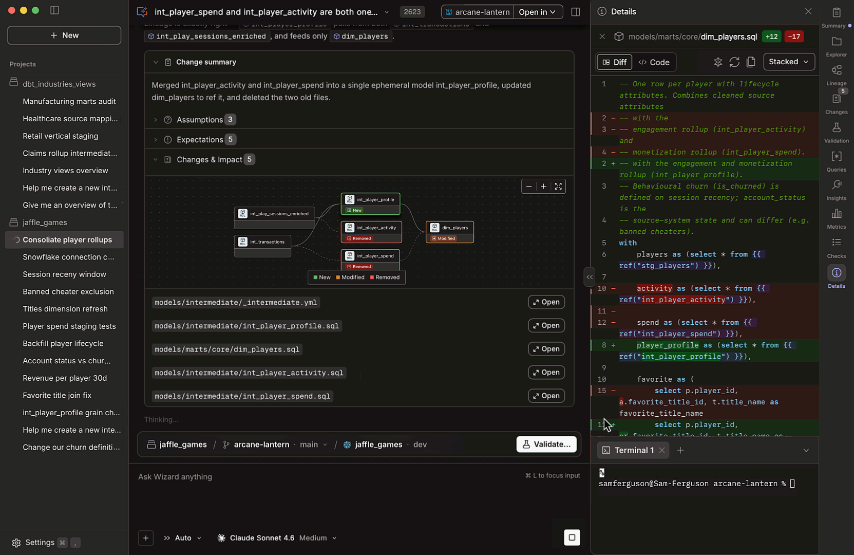 dbt Wizard Desktop preview