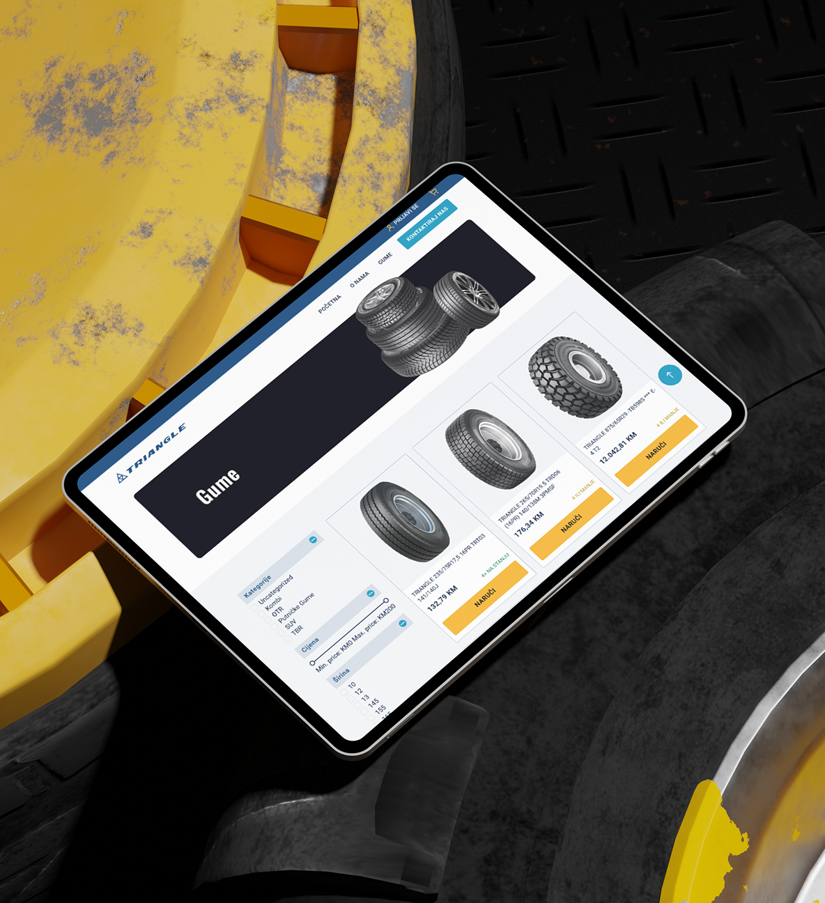 Triangle sajt prikaz na tabletu