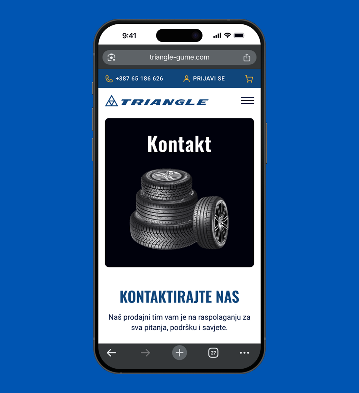 Triangle sajt prikaz na telefonu
