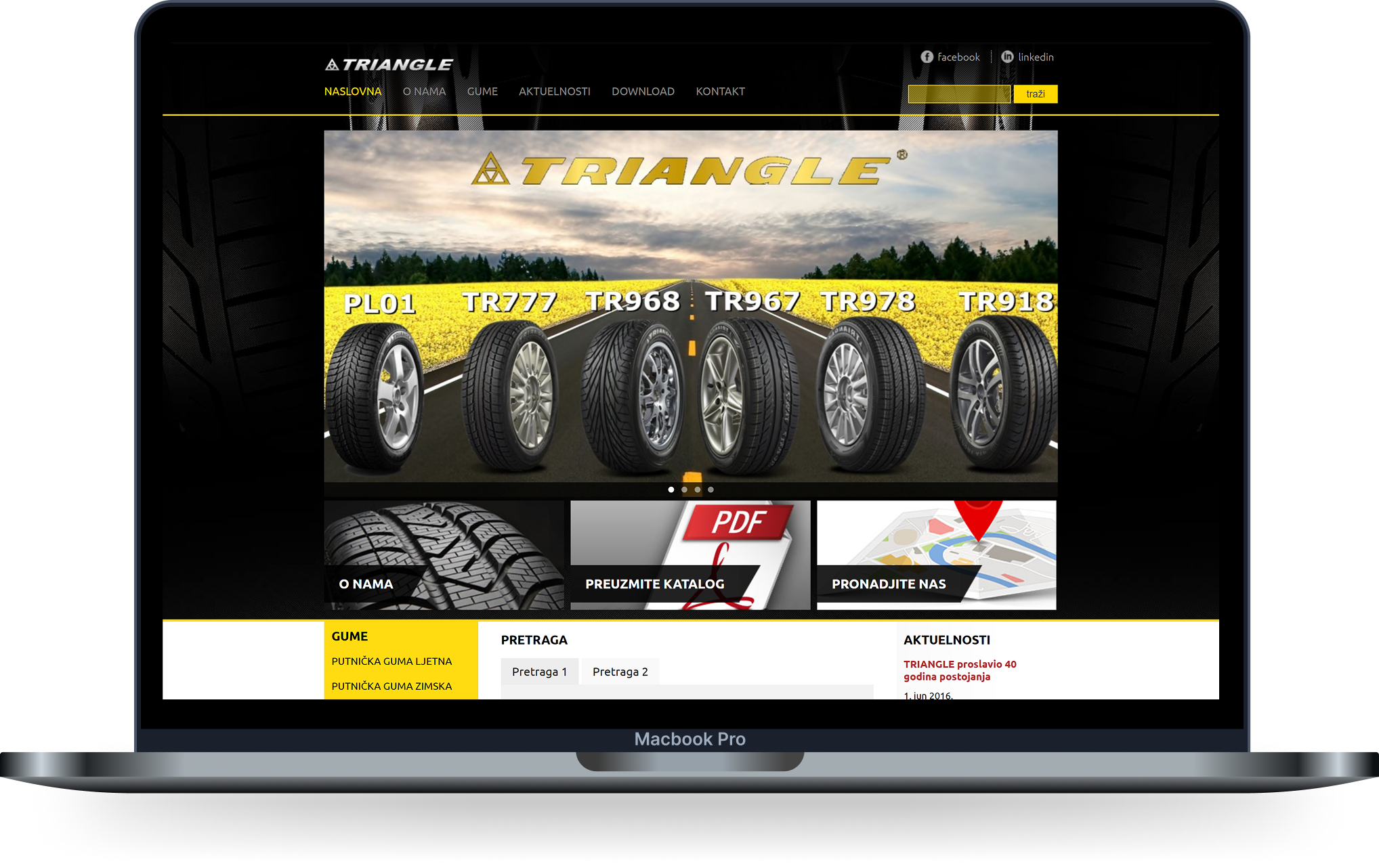 Laptop sa sajtom prije našeg dizajna 