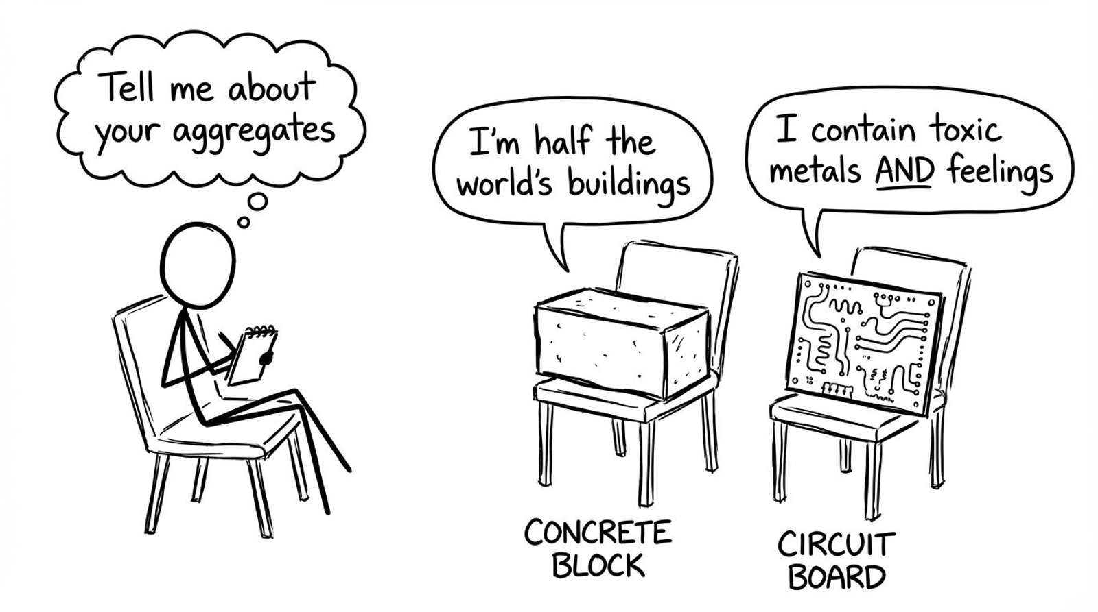 Concrete and a circuit board in therapy