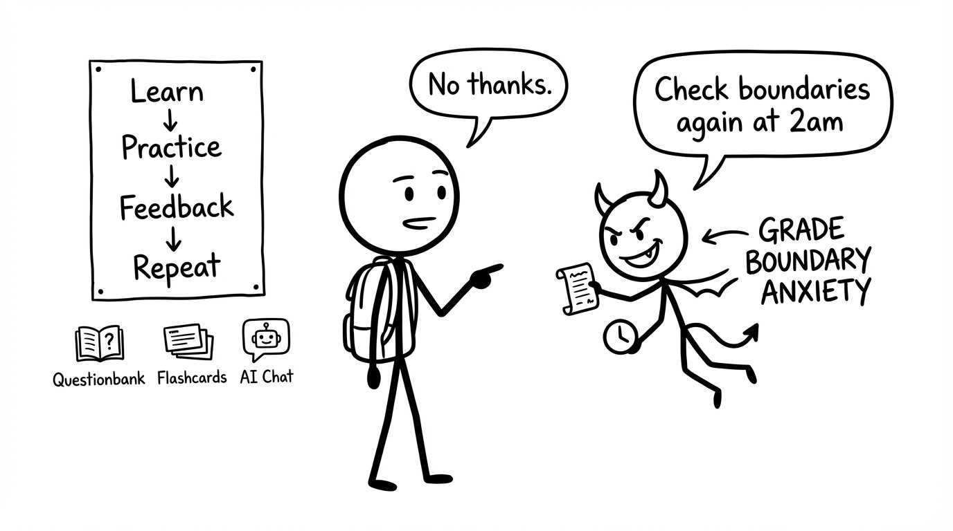 Grade boundary anxiety demon vs calm flowchart