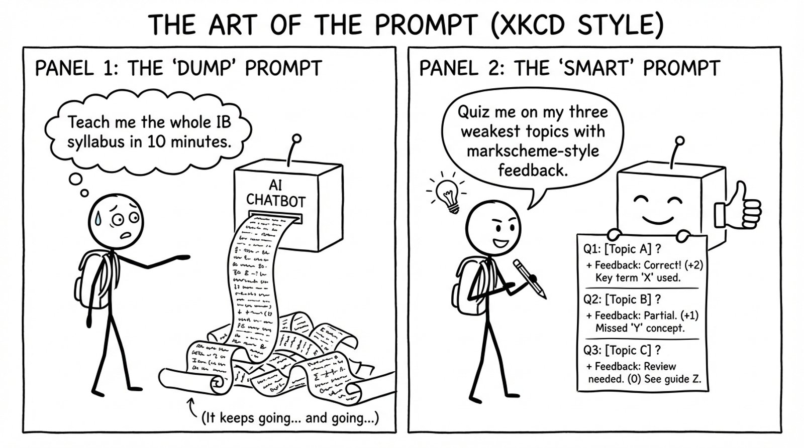 Asking AI for the whole syllabus vs asking for targeted drills