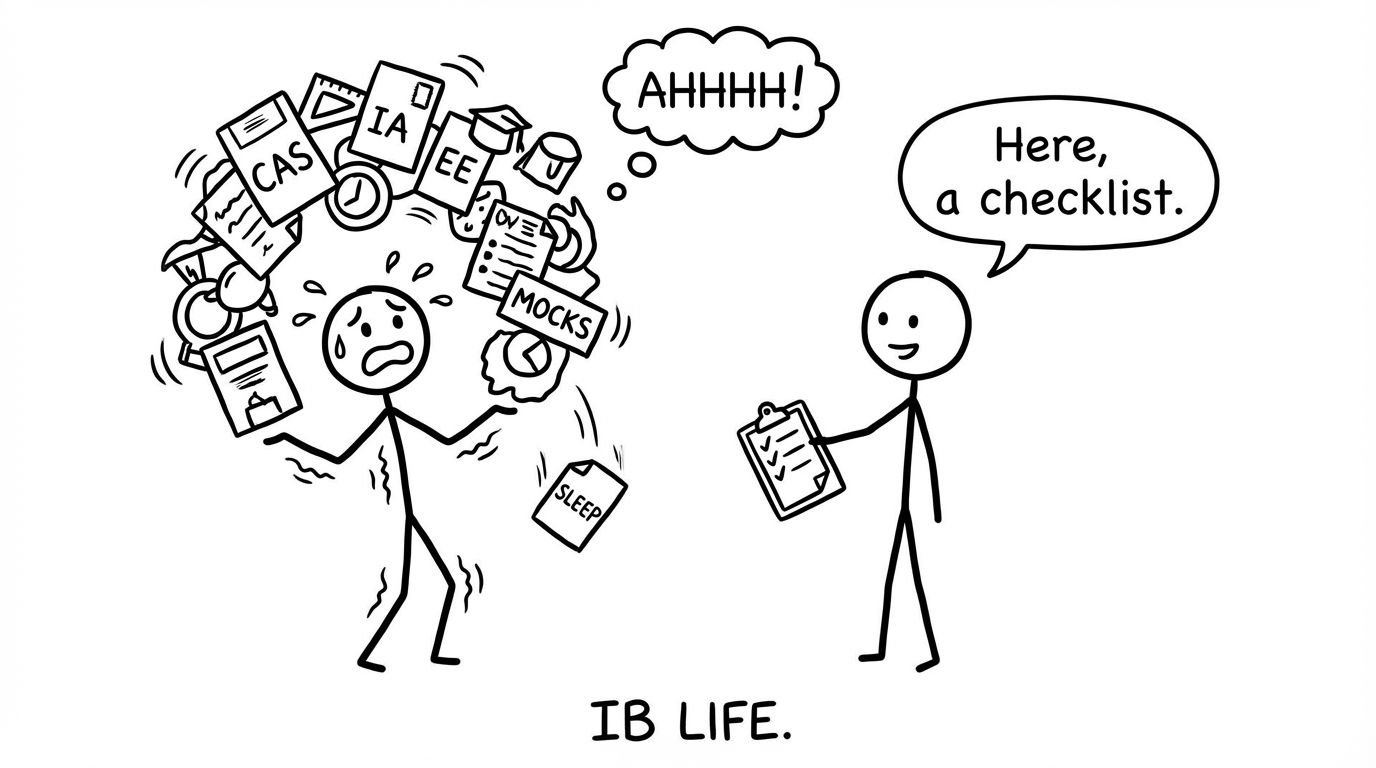 An IB student juggling deadlines like a circus act