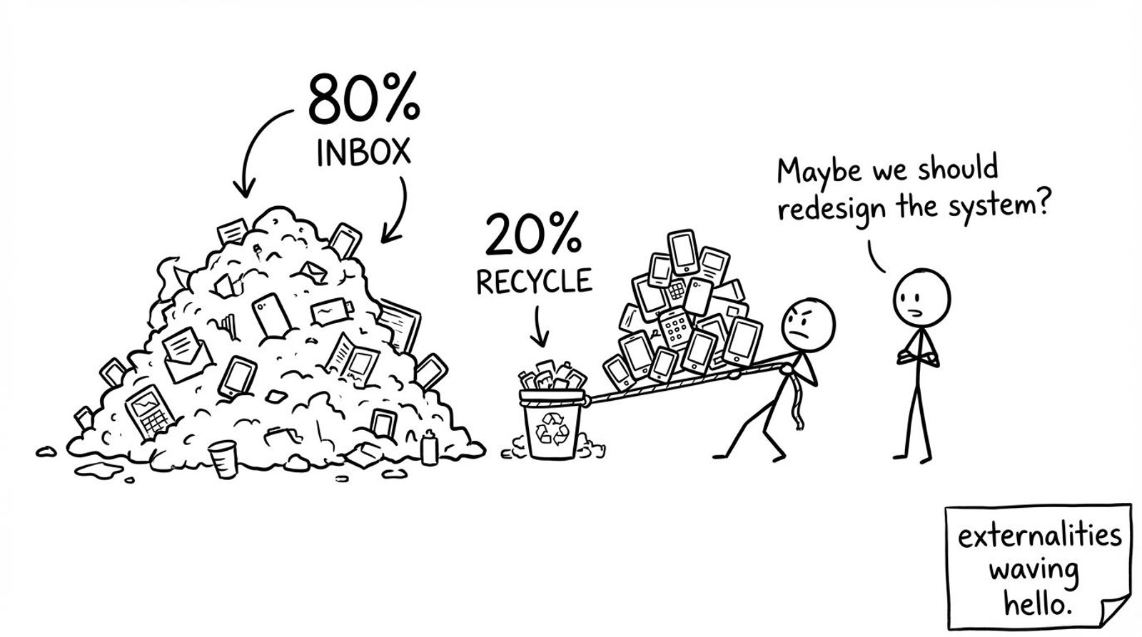 Landfill inbox vs tiny recycling bin