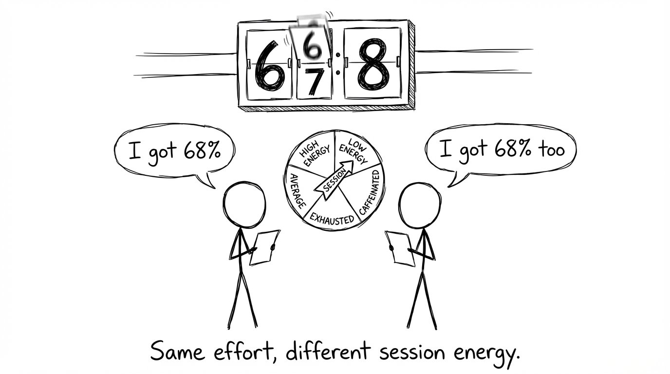 Same score, different grade