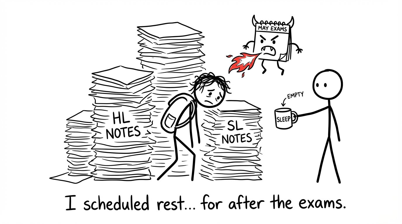 A stressed IB student and a calendar monster