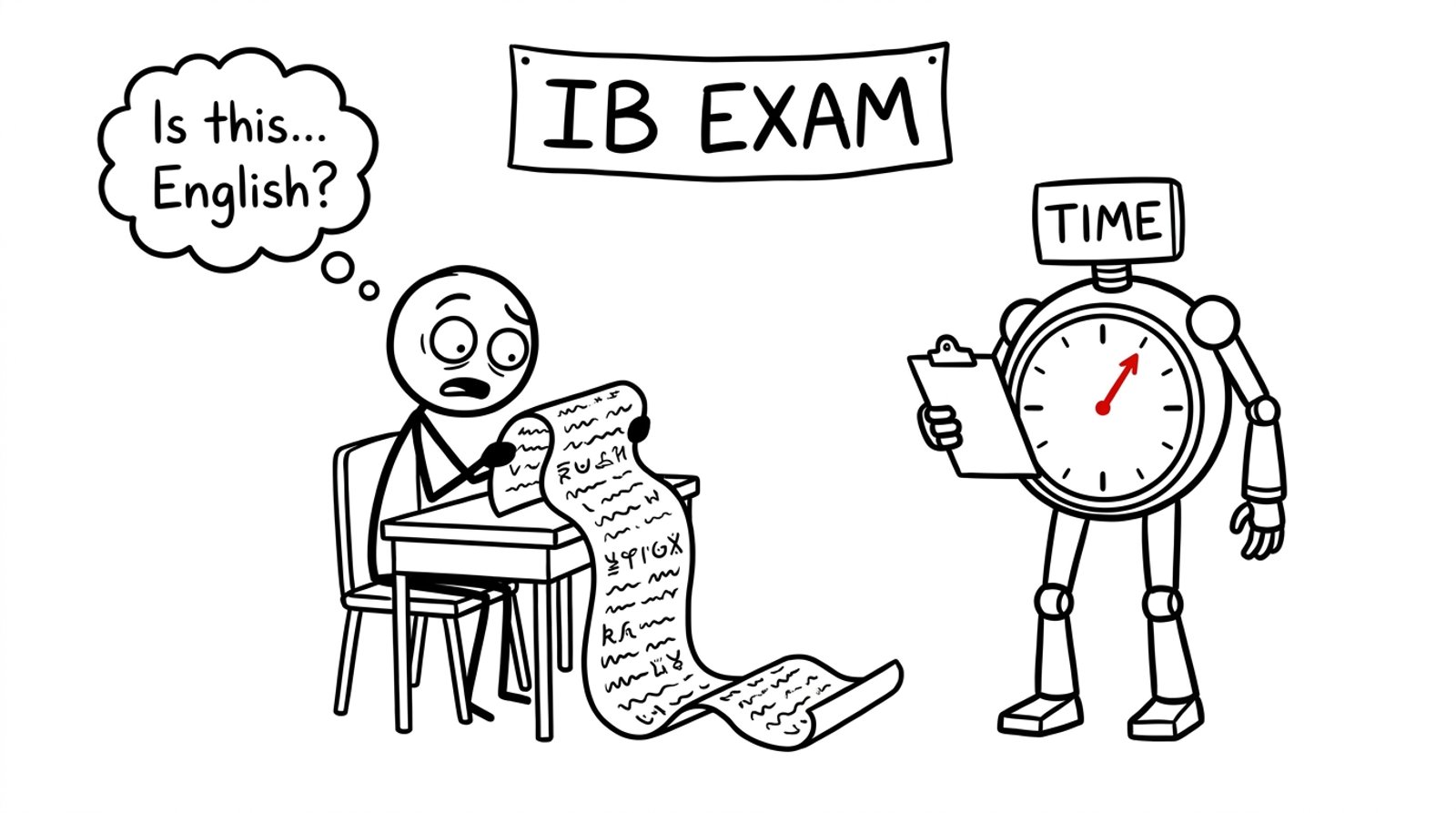 Student staring at prophecy-like exam question