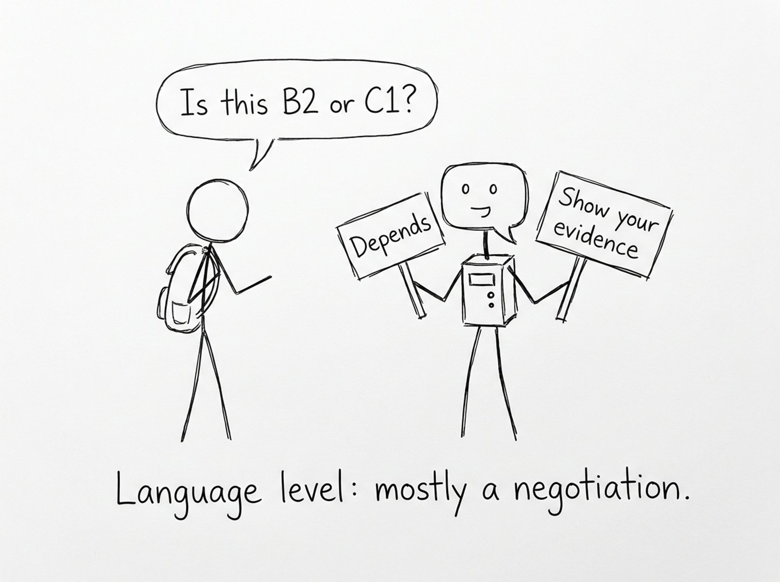 Asking AI if language level is B2 or C1