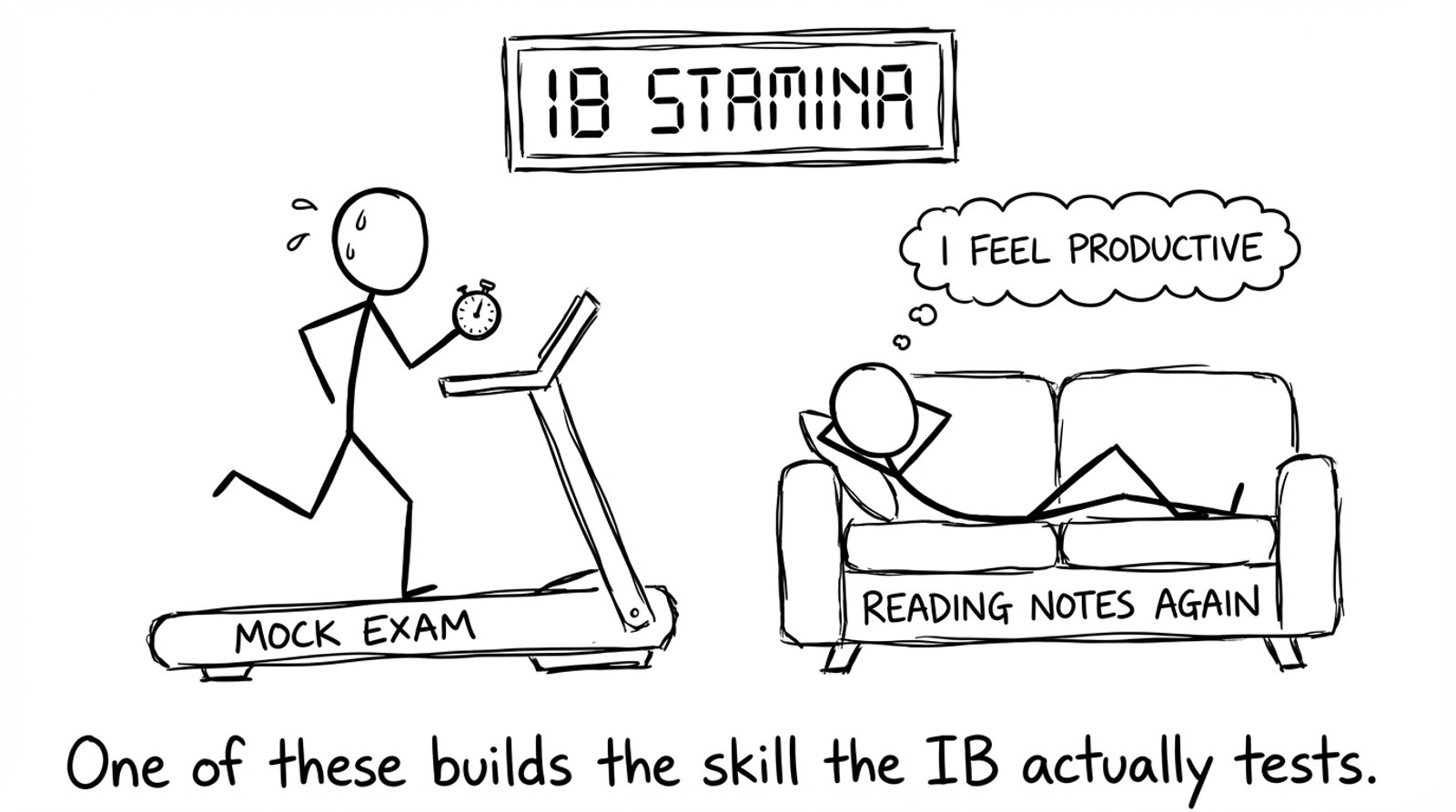 Treadmill mock exam vs couch reading notes