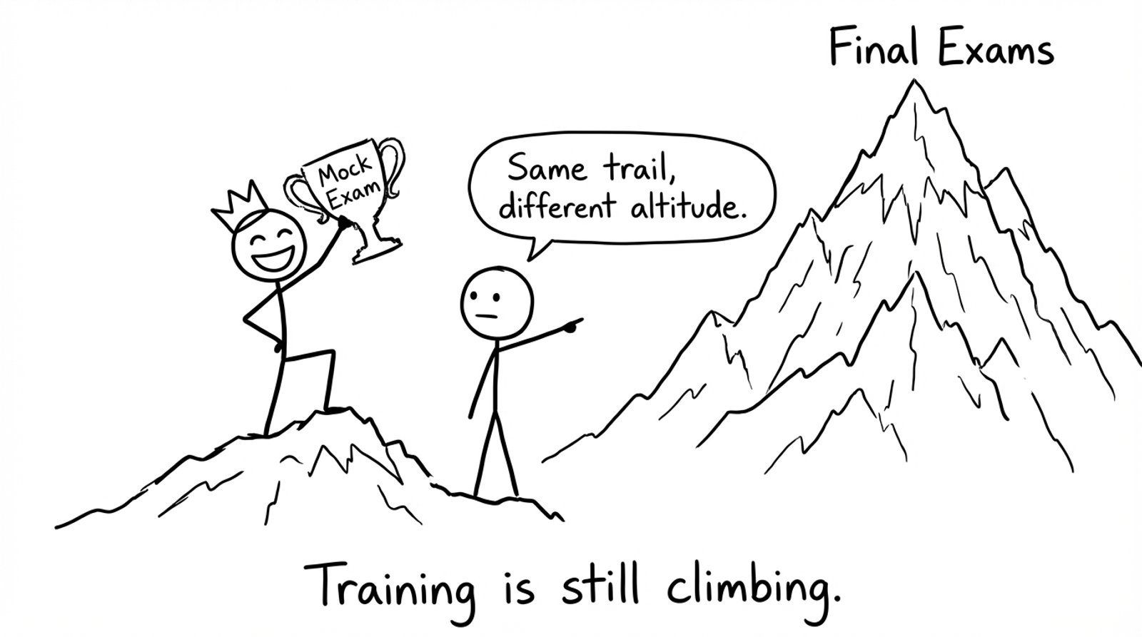 Mock Exam trophy vs Final Exams mountain