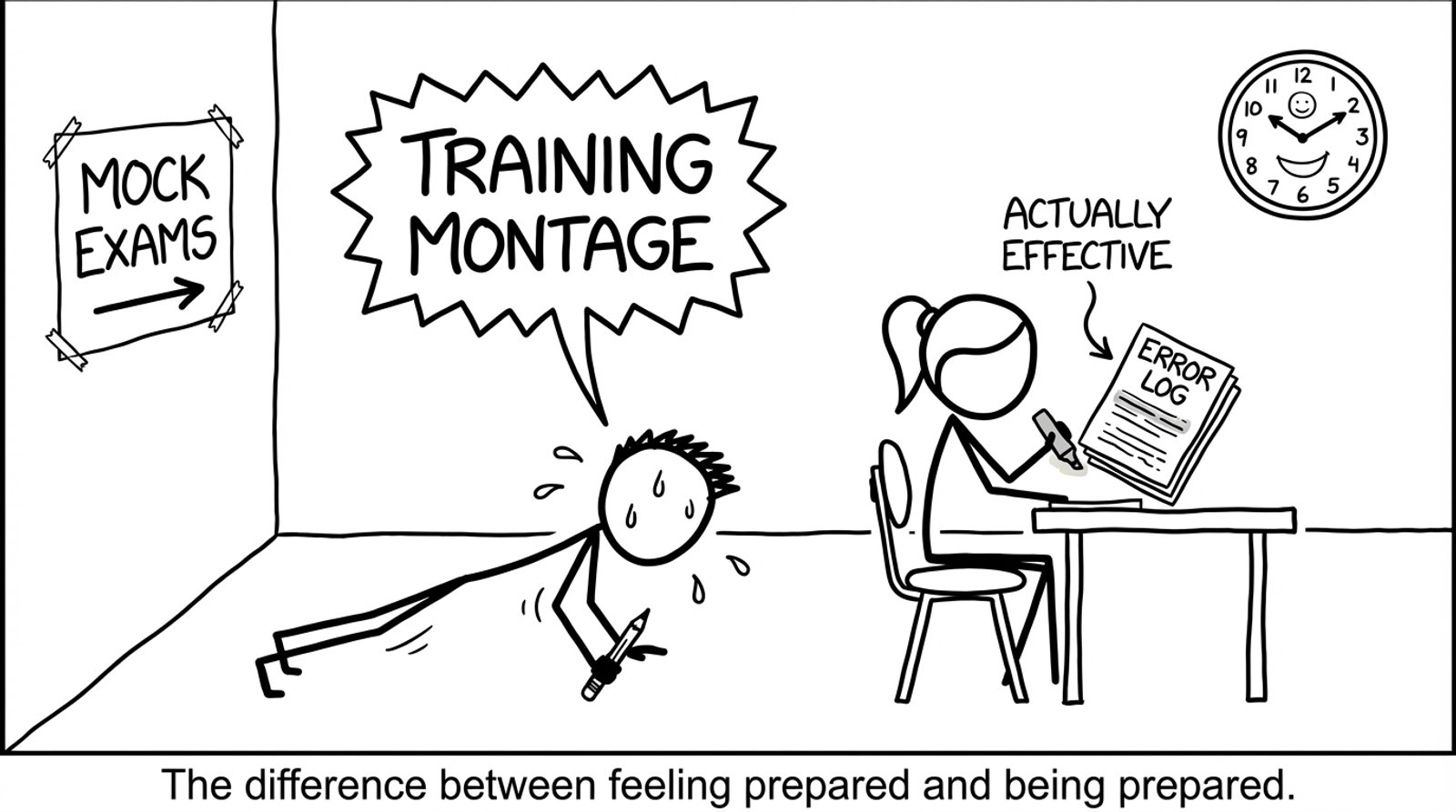 Mock exam training montage vs actually effective