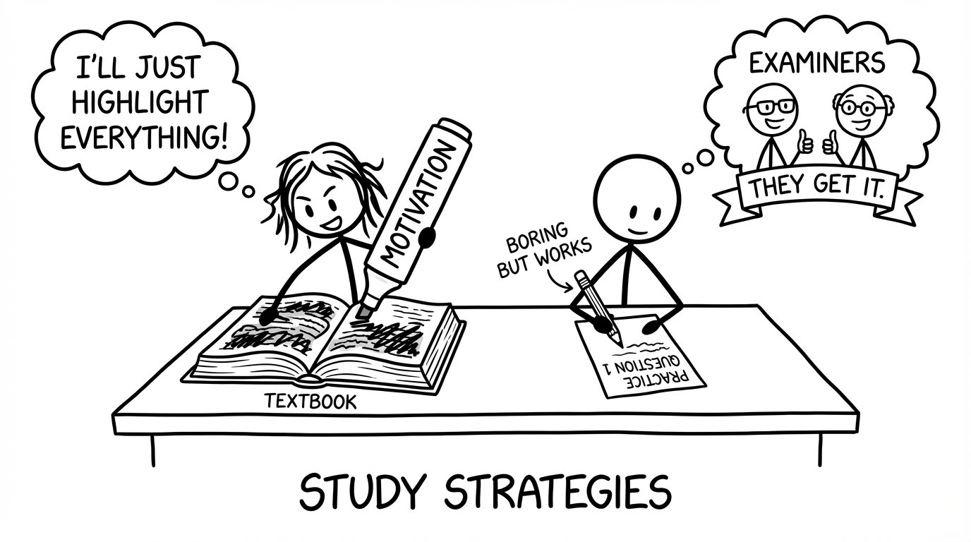 One student highlights everything while another does one question