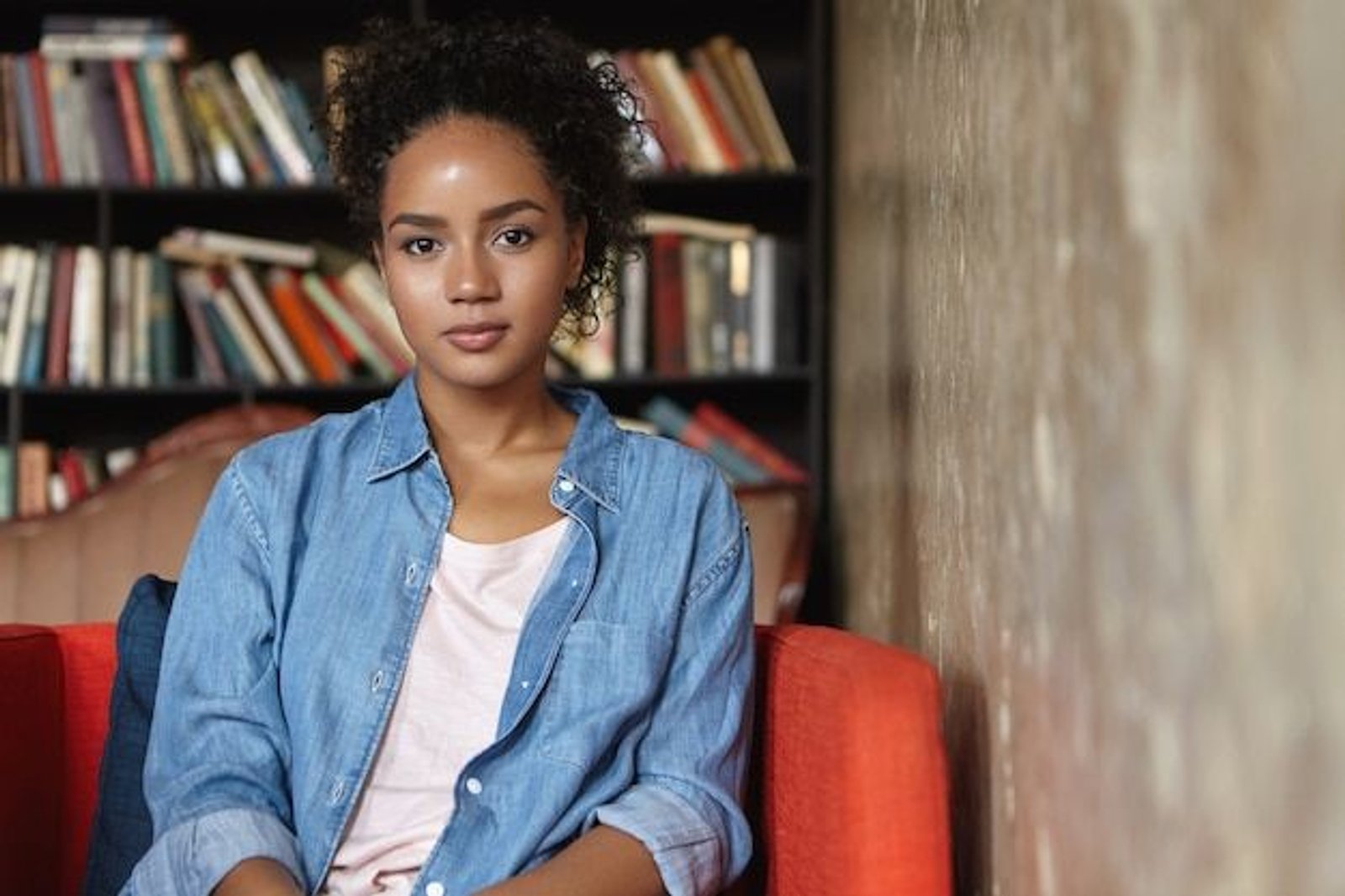 one woman in library